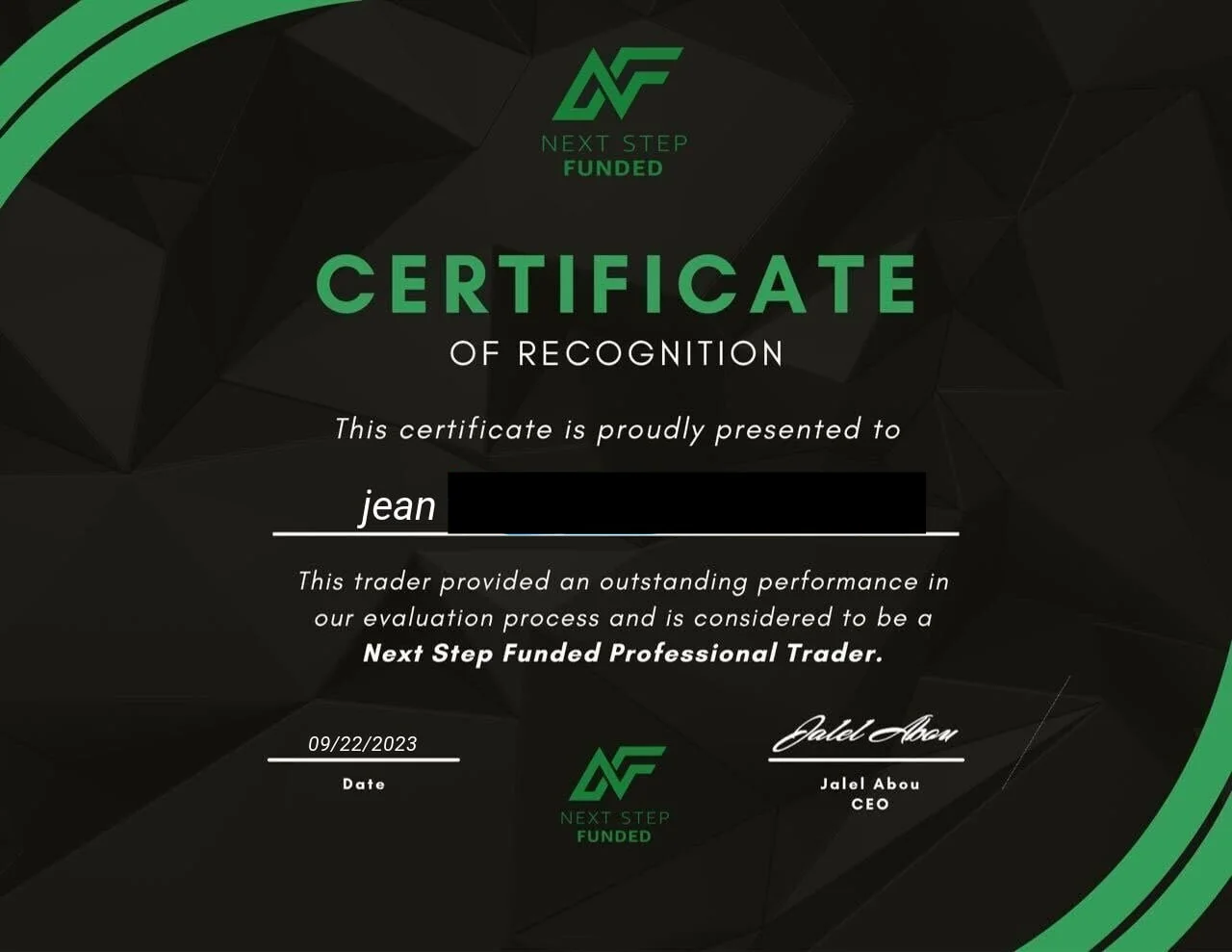 Compte financé confirmé